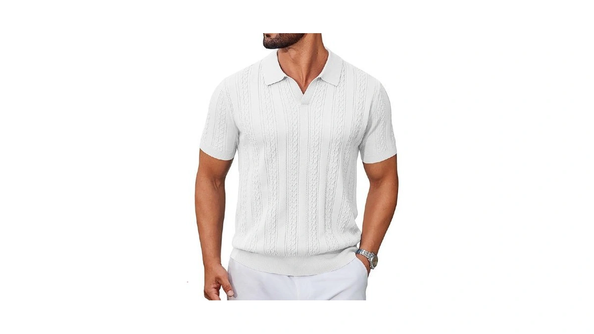 Coofandy Polo Shirts For Men Short Sleeve Textured Knit Polo