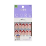 Kiss Core, Press On Nails, Nail Glue Included, 'optimistic', Red,