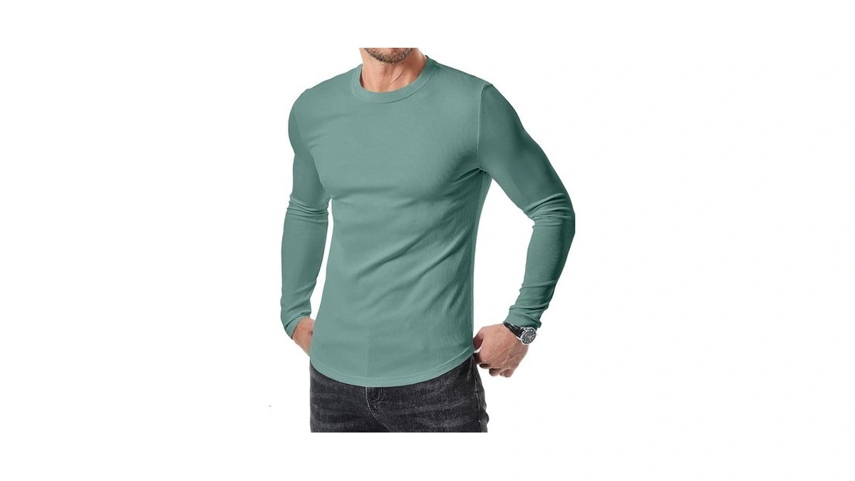 Jmierr Men's Muscle Shirt Crewneck Slim Longline Long Sleeve Henley