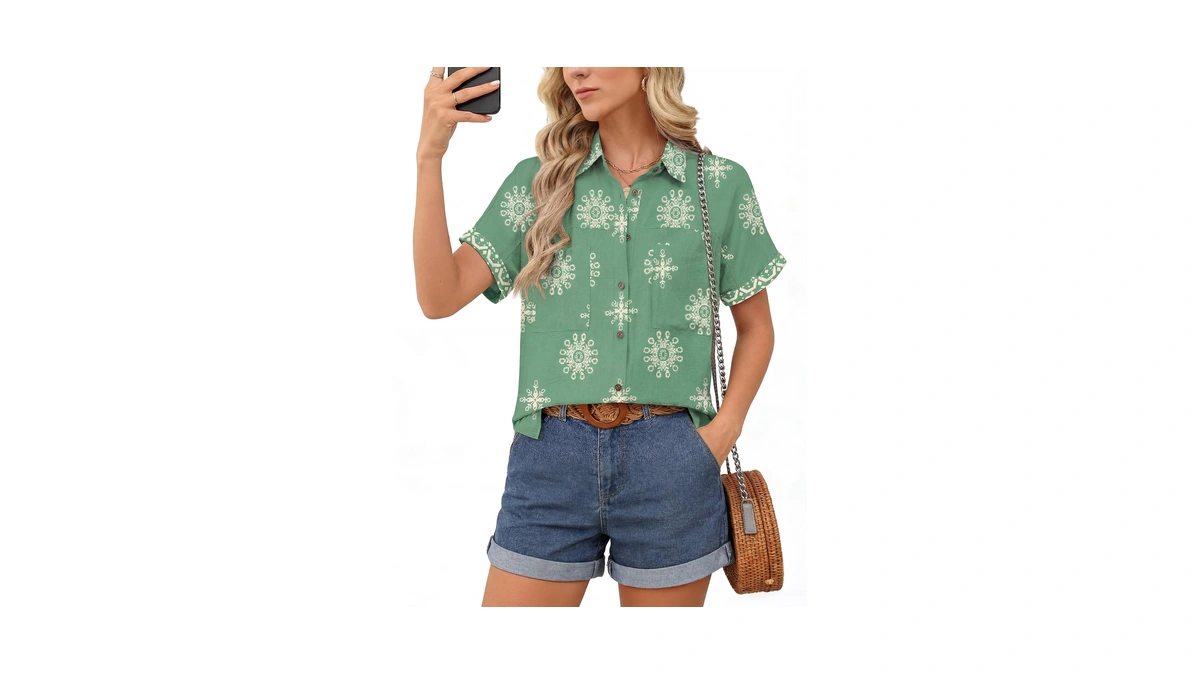 Kistore Hawaiian Shirts For Women Summer Beach Shirt Tropical Button