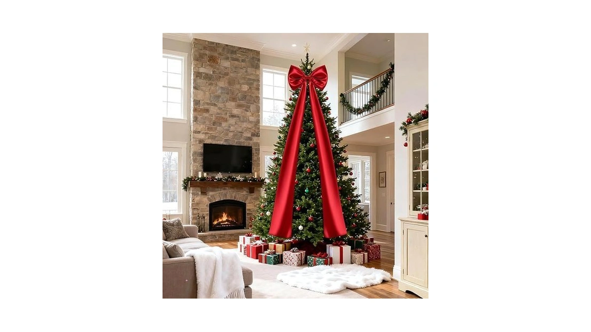 Christmas Tree Topper Bow, 23.6 X 87 Inch Giant Christmas