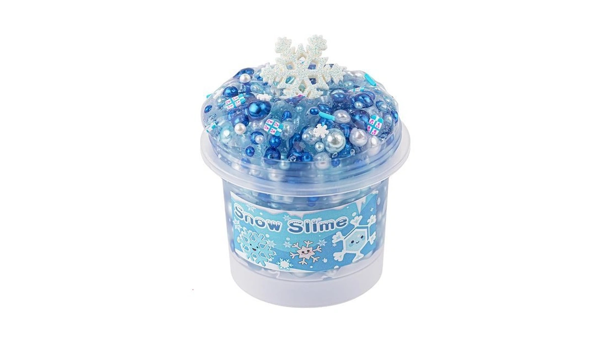Blue & White Pearl Bead Slime, Good Stretchy & Non-sticky