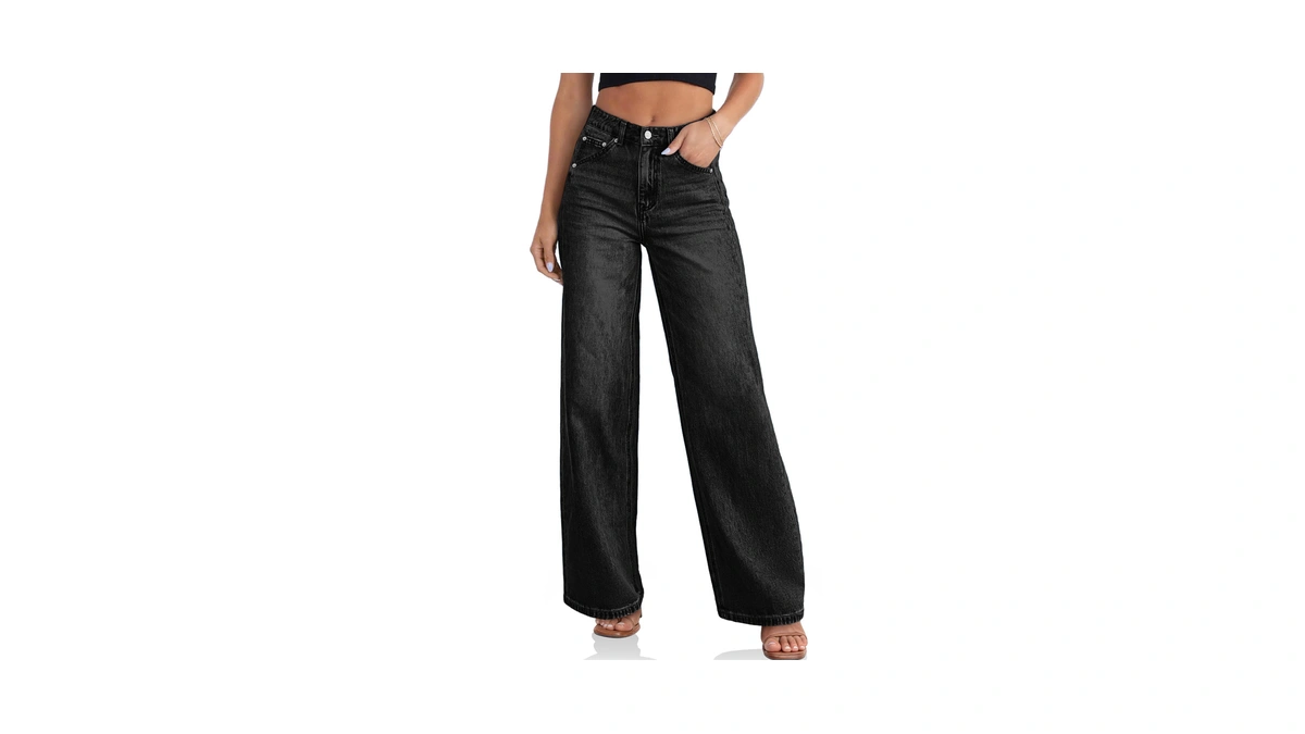 Cicy Bell Womens Wide Leg Jeans High Waisted Boyfriend Loose
