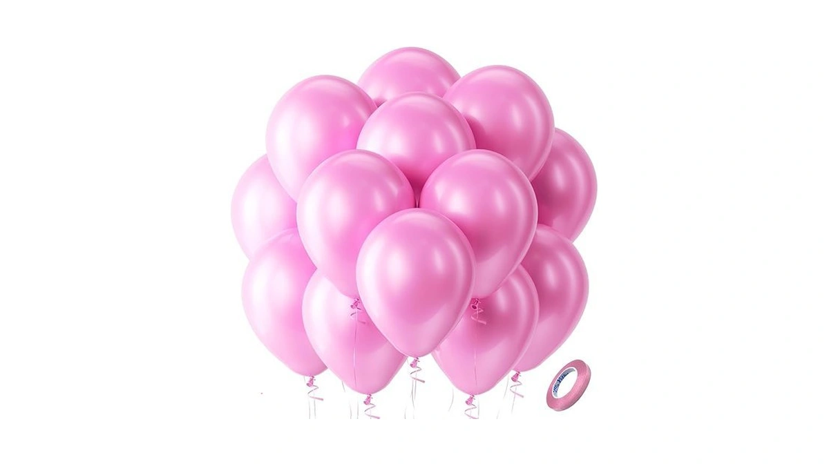 Bezente Pearl Pink Balloons Latex Party Balloons - 100 Pack