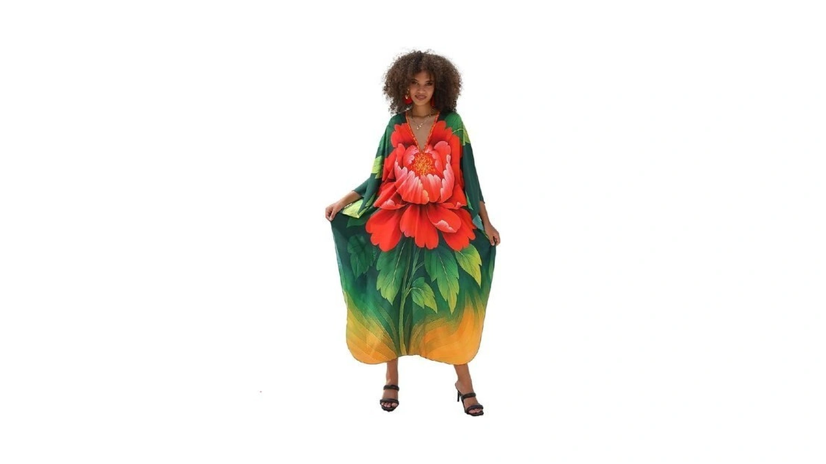 Sunforyou Plus Size Kaftan Dresses For Women Loose Batwing Sleeve