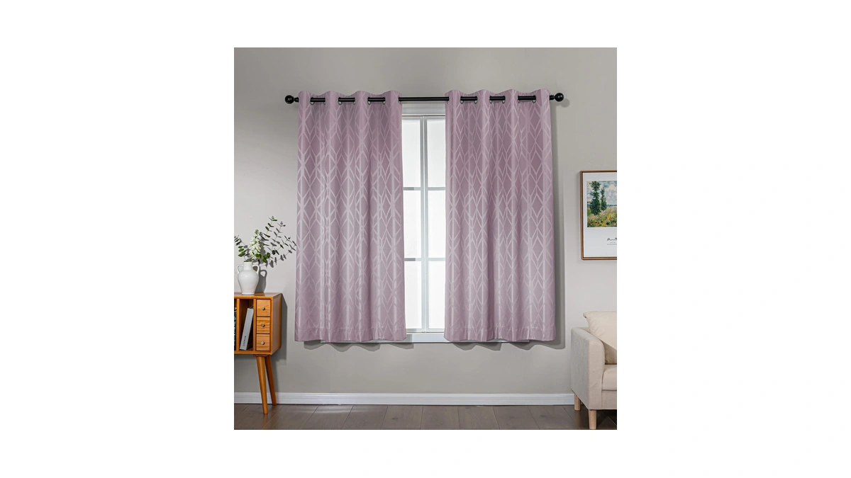 Amazon Basics Jacquard 2-piece 100% Blackout Curtains, Living Room And
