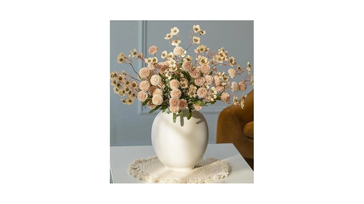 Hyeflora Faux Silk Pompon Mums Artificial Flowers For Vase Kiku