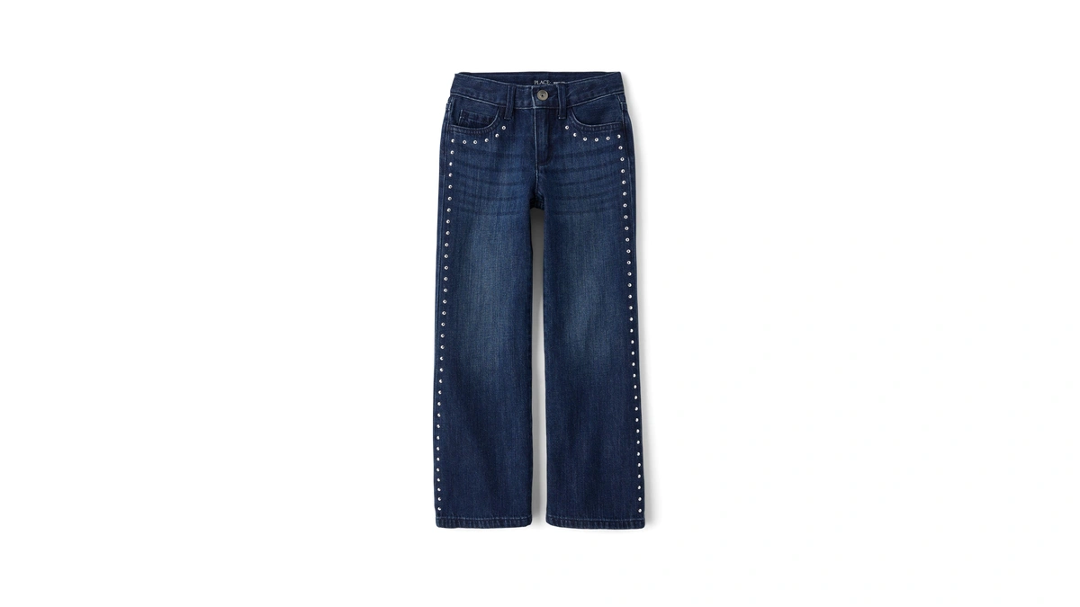 The Children's Place,girls,wide Leg Jeans,amble Wash Side Stud,12