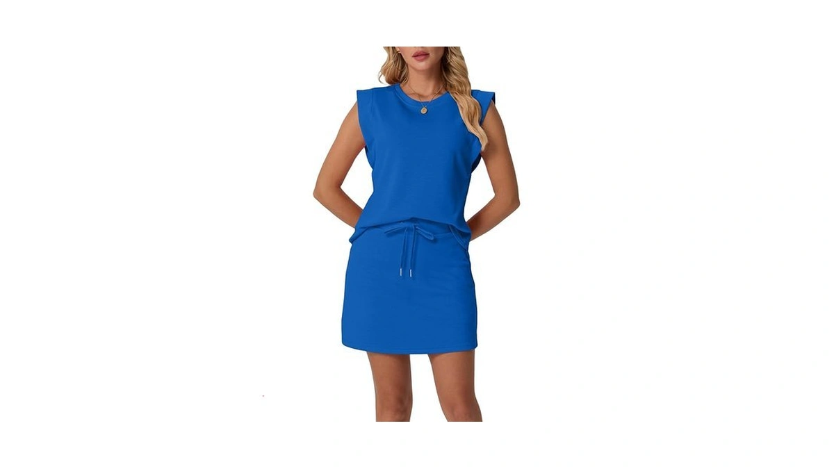 Grecerelle Women's Summer Cap Sleeve Top Skort Sets With Pockets