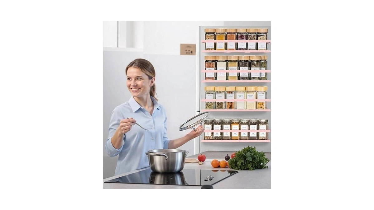 Smrcad Magnetic Spice Rack For Refrigerator, 4pack Magnetic Shelf For