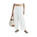 Cocomarts Womens Linen Wide Leg Palazzo Pants Casual Loose Elastic