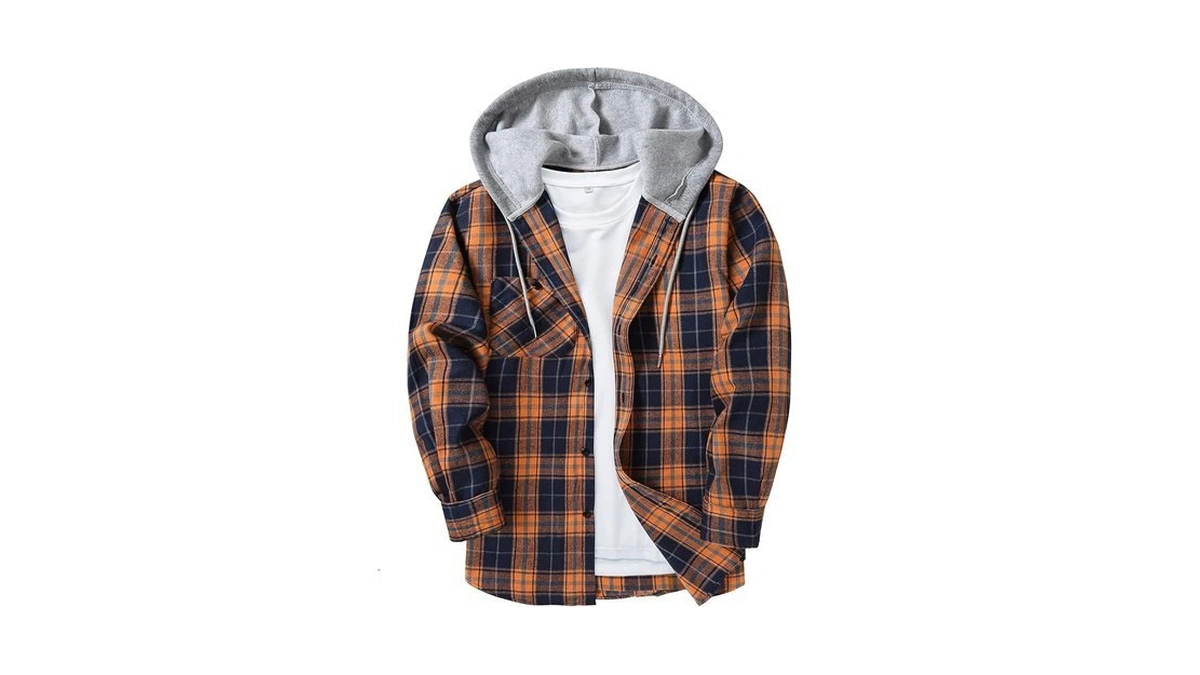 Scodi Mens Flannel Hoodie Shirt Casual Button Down Plaid Jacket