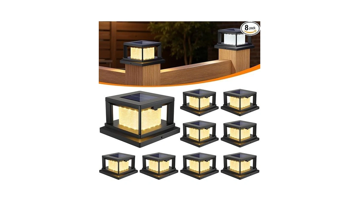 Mlambert 4x4 Solar Post Cap Lights 8-pack, 2 Lighting Modes