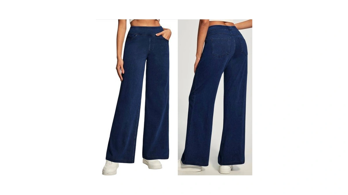 Heathyoga Wide Leg Jeans Woman High Waist Pull On Baggy