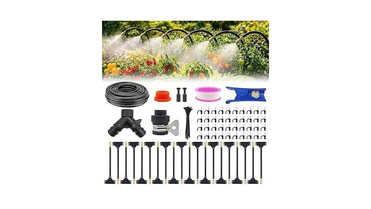 Faurvix 60ft Drip Irrigation System, Automatic Garden Watering Kit With
