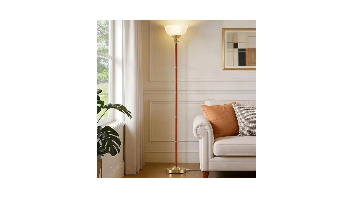 Ejiaxin Wood Floor Lamp For Living Room - Gold Standing
