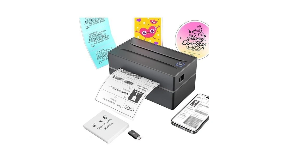 Bluetooth Thermal Shipping Label Printer: 4x6 Wireless Label Maker With