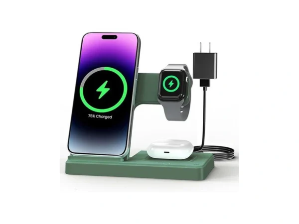 Wireless Charger Stand Charging Station: 3 In 1 Charger Multiple