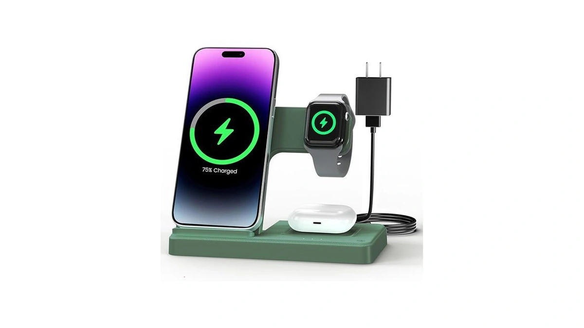 Wireless Charger Stand Charging Station: 3 In 1 Charger Multiple