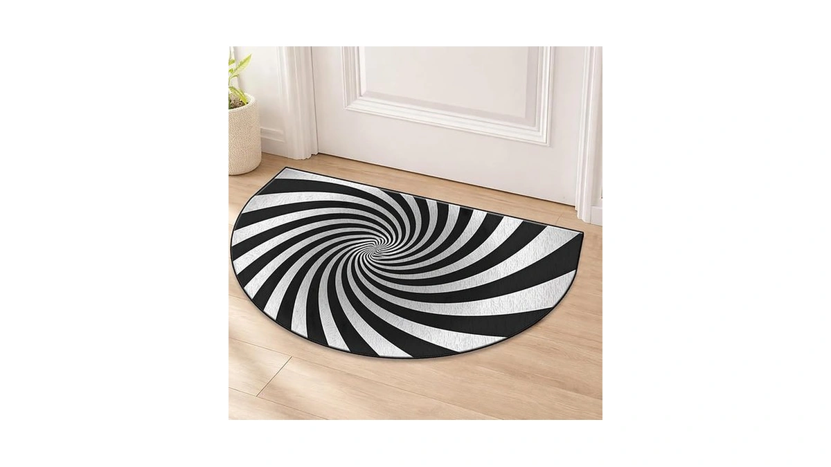 Area Rug Washable Entryway Rug,soft Non-slip Half Circle Doormat For