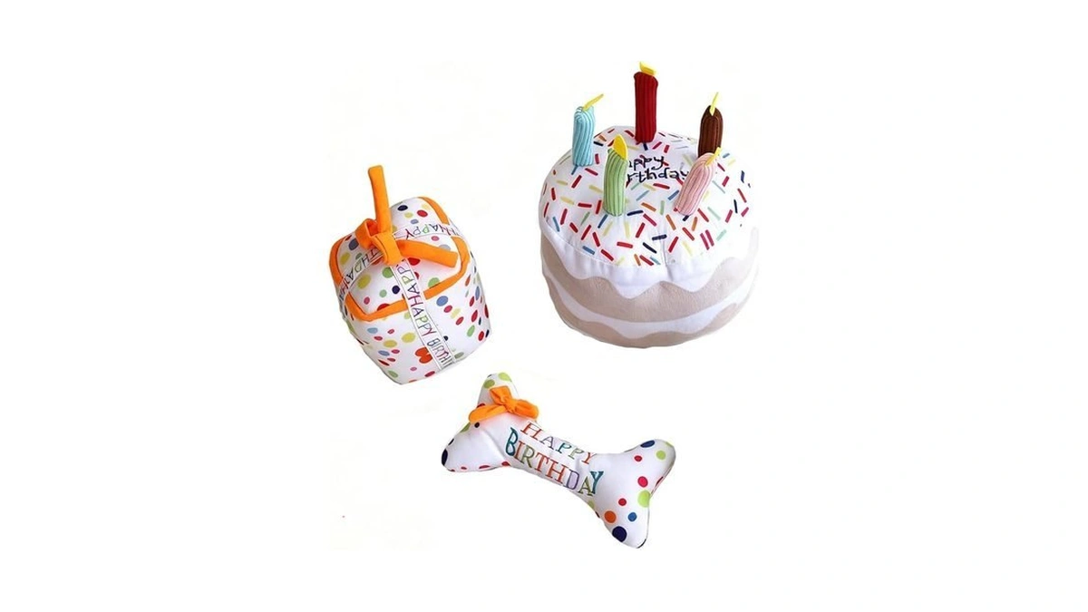 Heat Paws Dog Birthday Squeaky Toy 3-piece Set | Bite-resistant