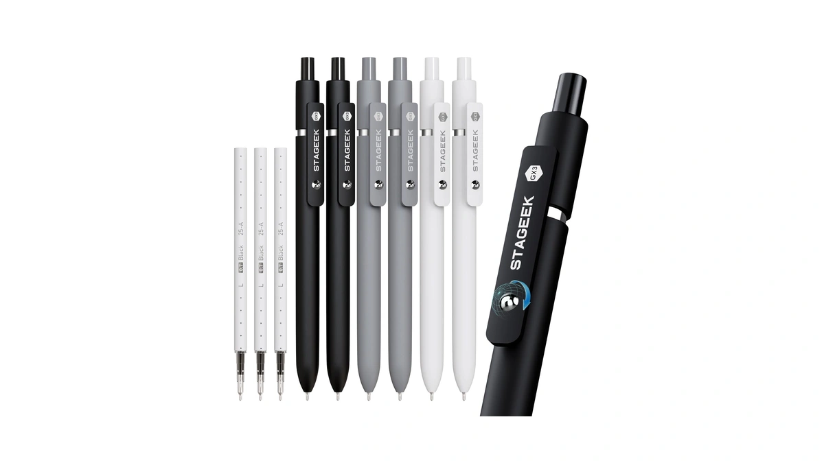 Stageek Black Gel Pens Gx3, 6pcs Fine Point Smooth Writing