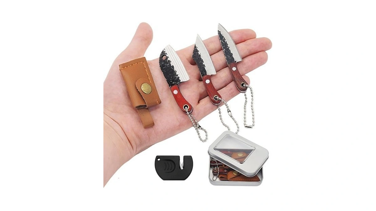 Jaezziy Mini Knife Set, Pocket Knife With Sharpener, Tiny Knife