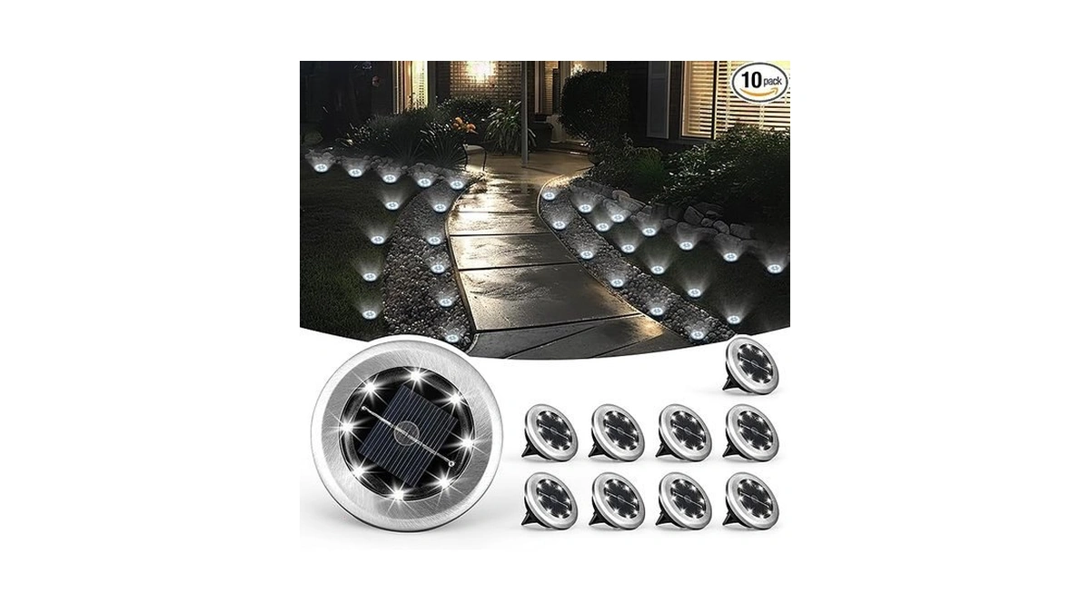 Solpex Mini Solar Ground Lights, 10 Pack Solar Lights Outdoor