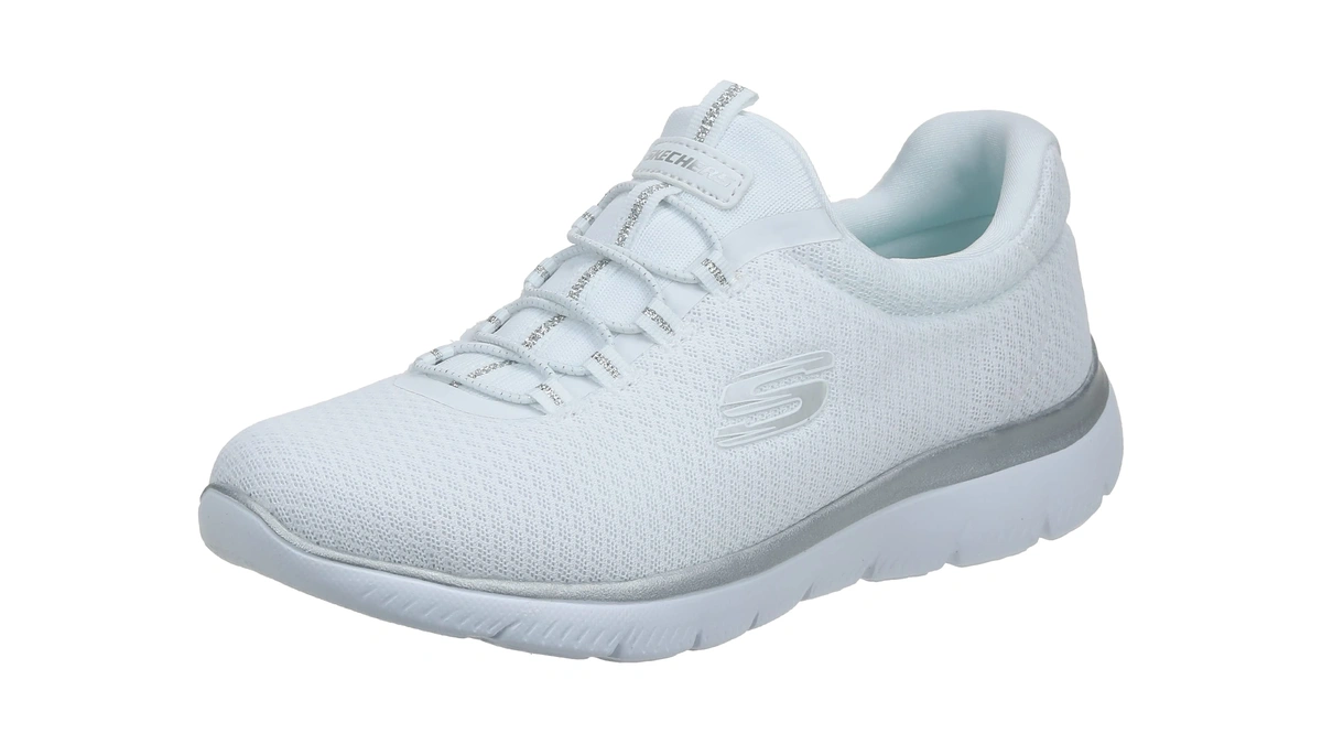Skechers Women's Summits Sneaker, White/silver, 8