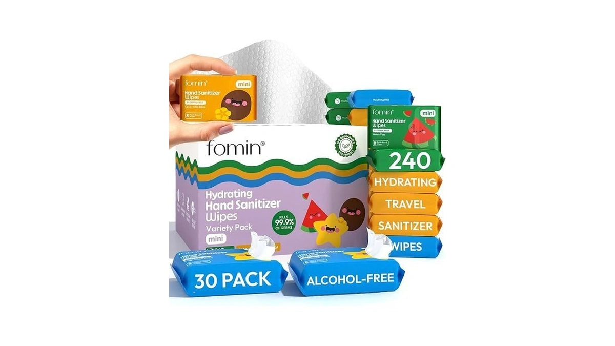 Fomin Mini Hand Sanitizer Wipes 30 Pack (8 Count) -