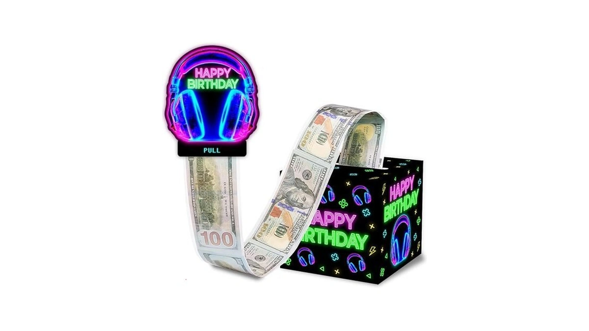 Chillhui Neon Headphone Birthday Money Gift Boxes For Cash, Game