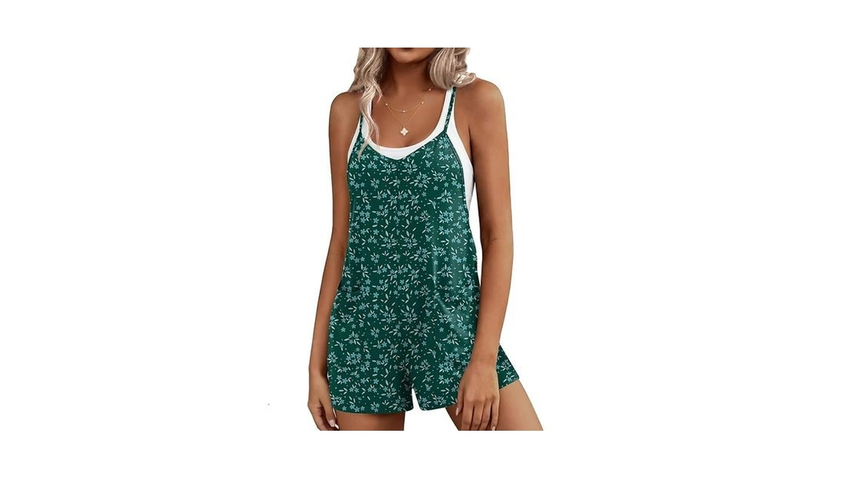 Ekouaer Rompers For Women Summer Casual Sleeveless Short Overalls Boho