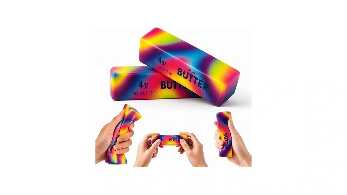 Rainbow Butter Squishy Toys Set Of 2, Cute Butter Squishy
