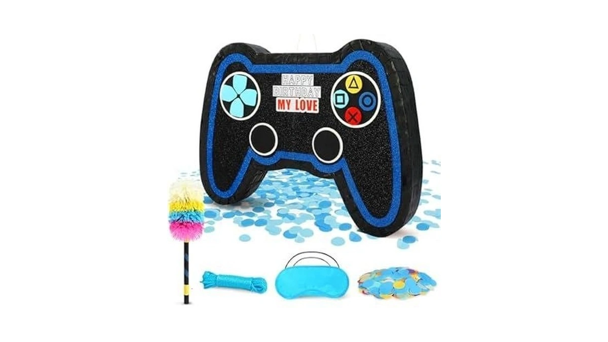 Large Video Game Controller Pinata With Stick And Blindfold -