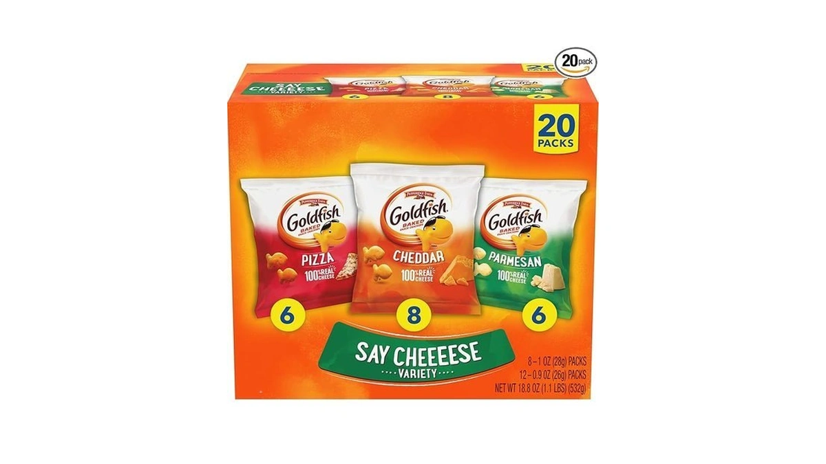 Goldfish Crackers Say Cheeeese Variety Pack With Cheddar, Pizza And