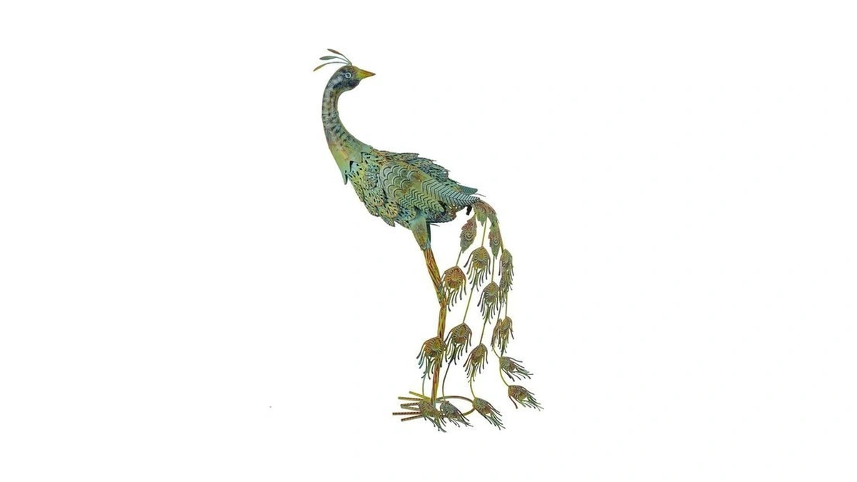 Dreamskip 26" Metal Peacock Garden Outdoor Statue Decor, Vintage Yard