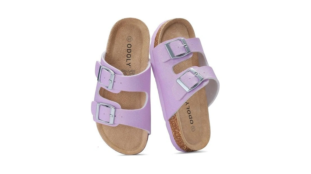 Odoly Boys Girls Cork Footbed Slide Sandals, Non-slip Summer Sandals