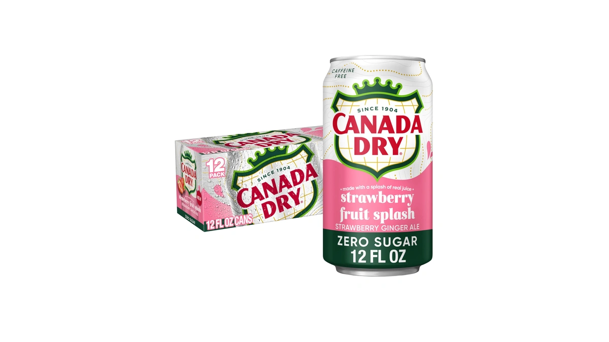 Canada Dry Fruit Splash Strawberry Ginger Ale Zero Sugar Soda,