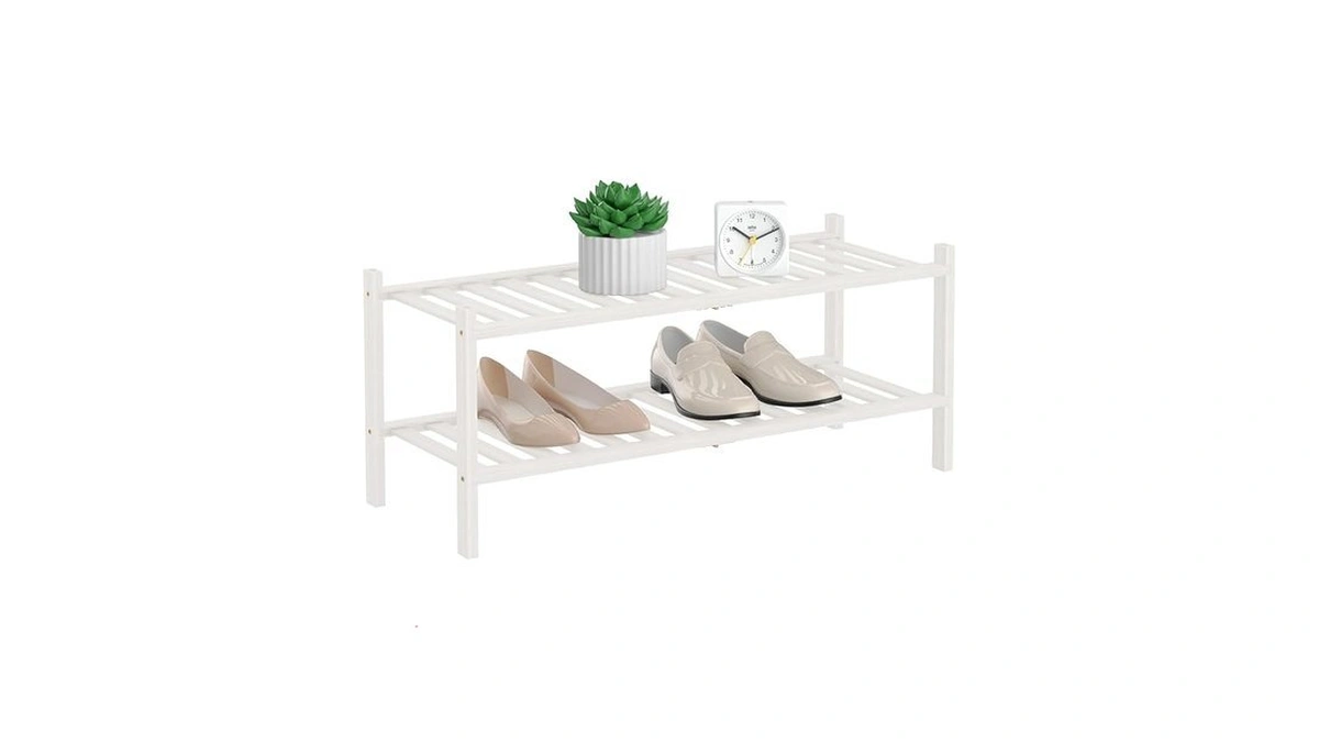 Rongjla 2 Tier Bamboo Shoe Rack For Closet Free Standing