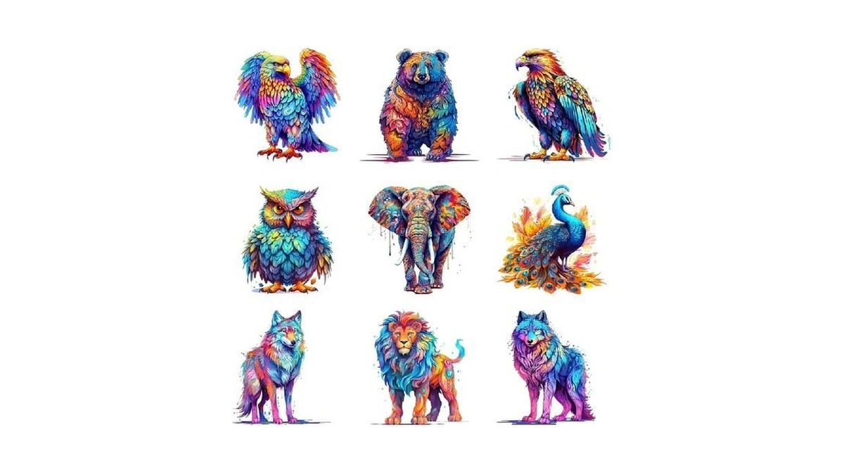 9pcs Colorful Animals Iron On Transfer Decals Thermal Stickers For