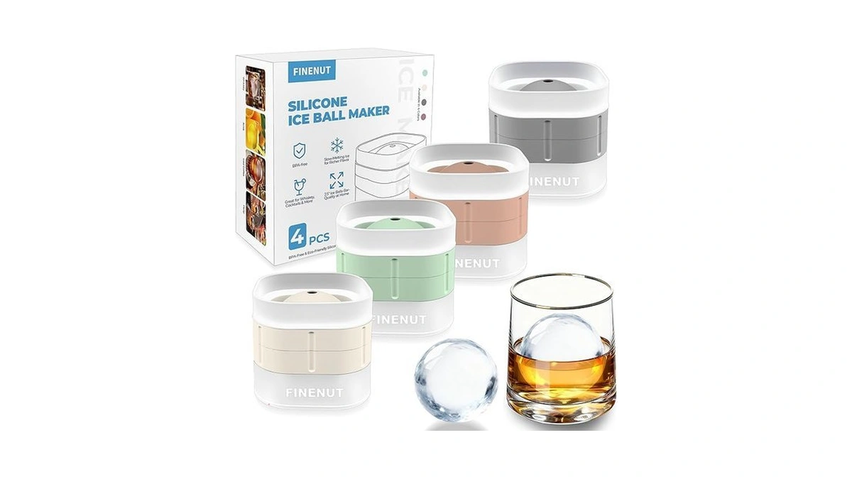 Finenut Silicone Ice Ball Mold With Lid, 4 Pack –
