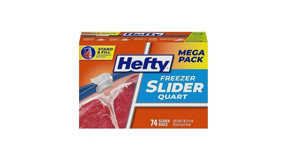 Hefty Slider Quart Freezer Bags, 74 Count, Quart Slider Bags