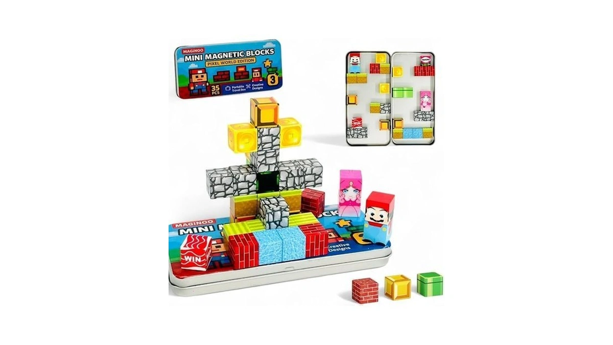 35pcs Pixel World Edition Mini Magnetic Blocks – Creative 3d