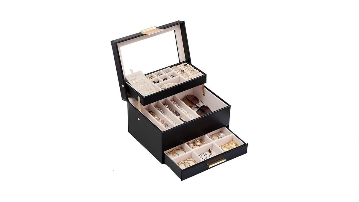 Lolalet Jewelry Box, Clear Window Jewelry Organizer With Drawer For