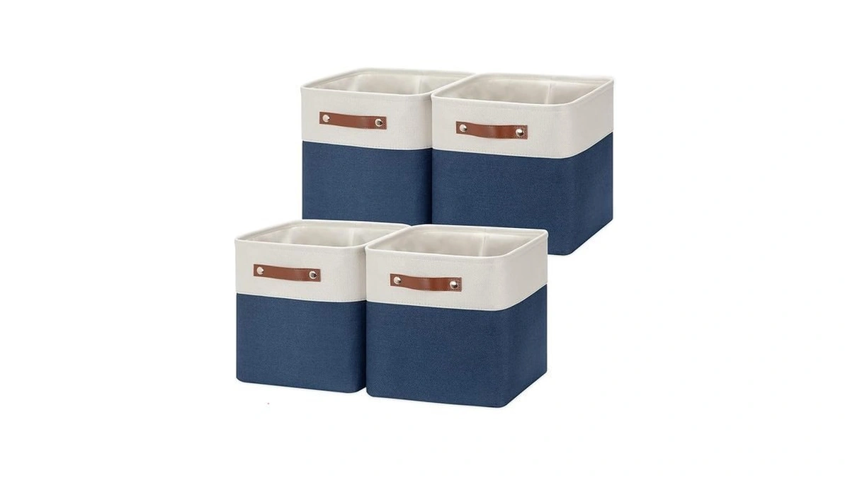 Hnzige Fabric Cube Storage Bins Basket Set Of 4, Closet