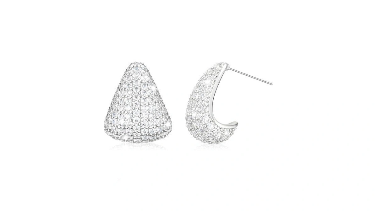 Sweetv Chunky Hoop Earrings, Cubic Zirconia Teardrop Stud Earrings, Sparkly