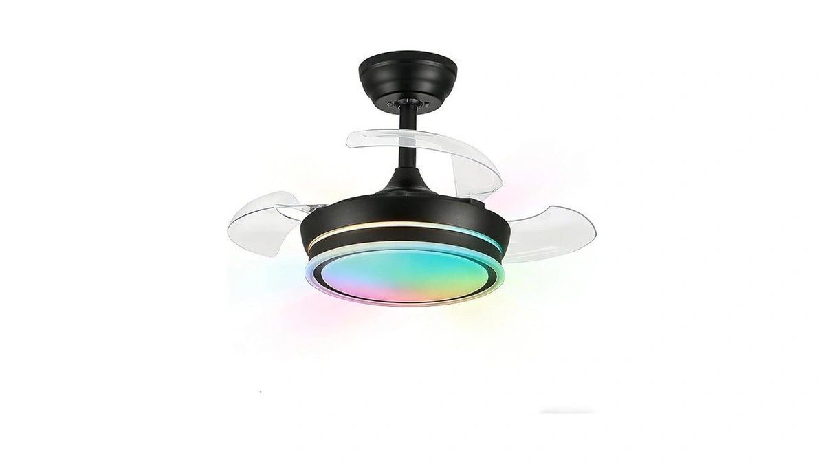 Lumzeylith 30" Retractable Ceiling Fan With Light, Rgb Modern Fandelier