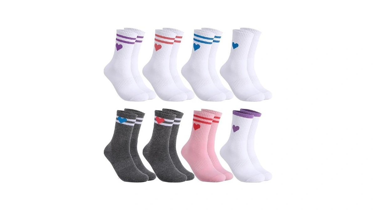 Jspupifip Heart Socks Crew Athletic Cotton Women Striped Socks With