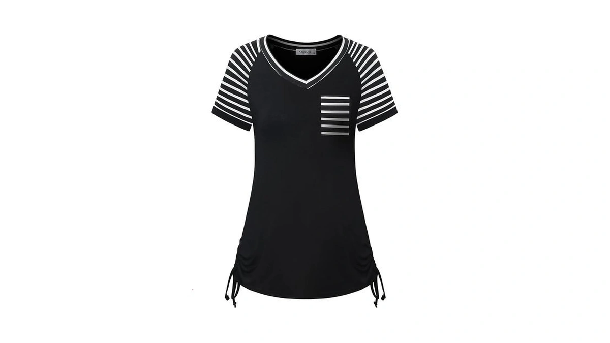 Moqivgi Striped Shirt Women Summer Short Sleeve Fashion Tops Dressy