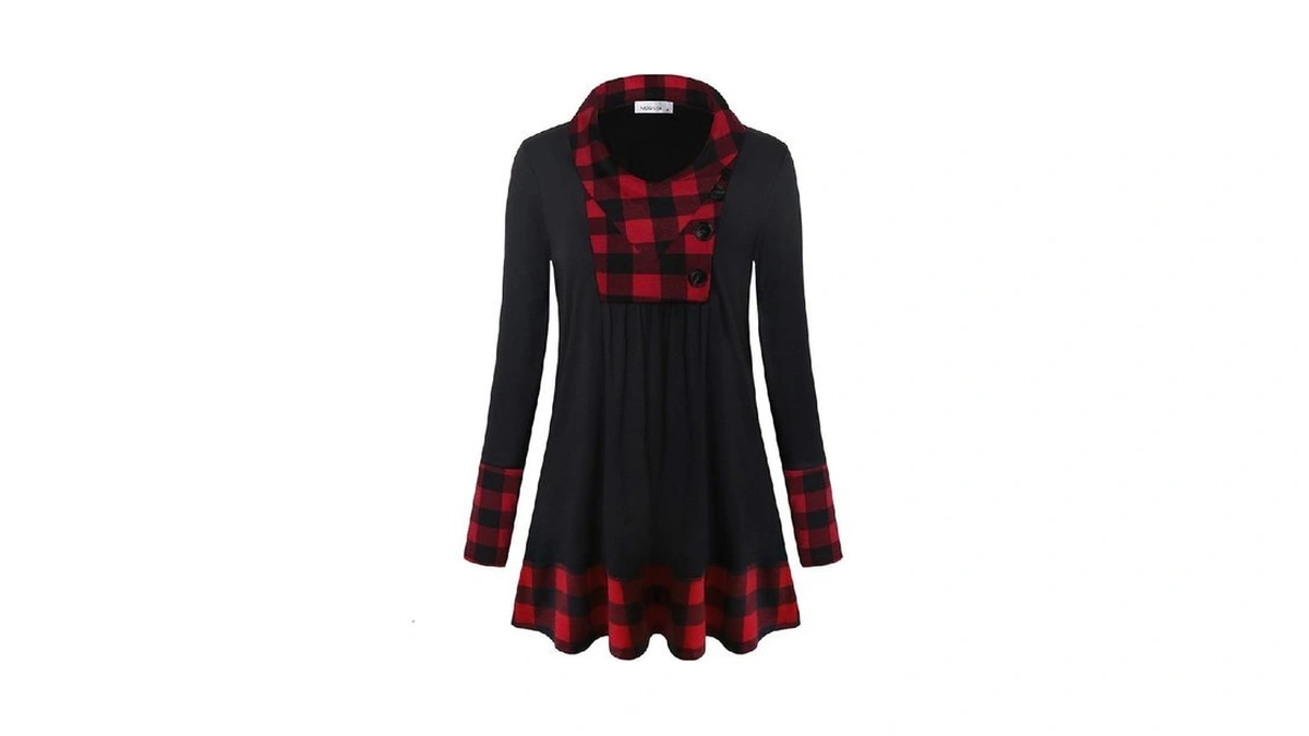 Moqivgi Womens Tops And Blouses Long Sleeve Scottish Plaid Tunics